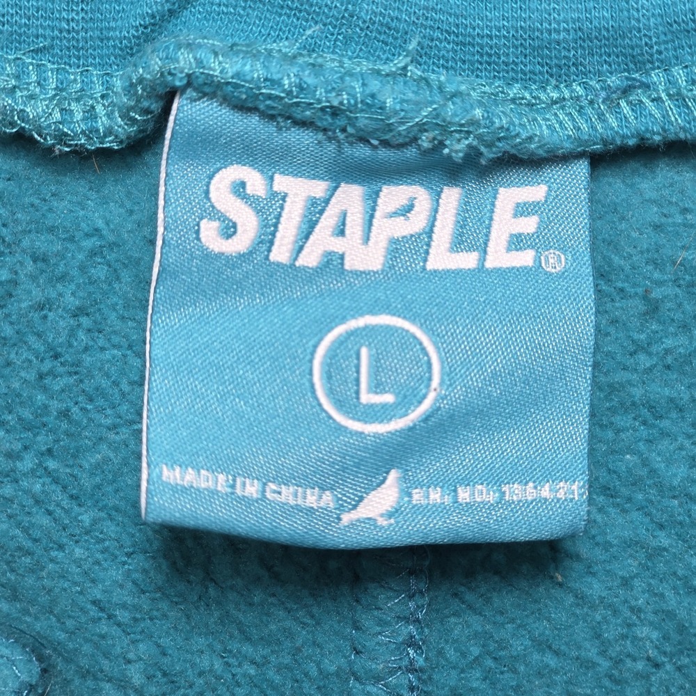 Staple Pigeon Sweatpants Mens L Joggers Fleece Pants Embroidered Spellout Zipper - Picture 9 of 14